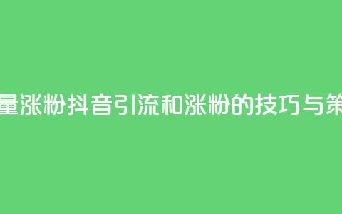 抖音怎么引流量涨粉 - 抖音引流和涨粉的技巧与策略解析~ 第1张 抖音怎么引流量涨粉 - 抖音引流和涨粉的技巧与策略解析~ 第1张